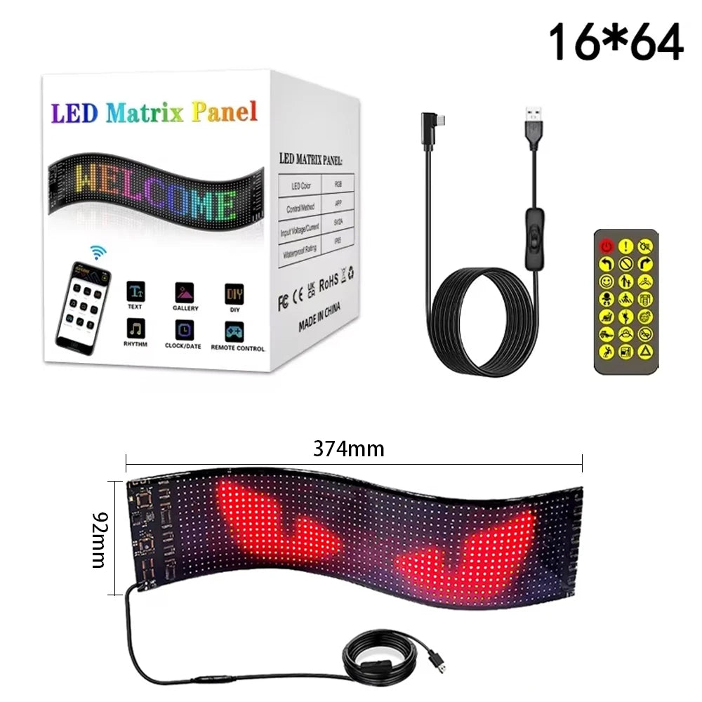 Truck Eye Led Display Car Sign Animation Led Matrix Panel Bluetooth App Control Programmable Flexible Screen Led Car Light