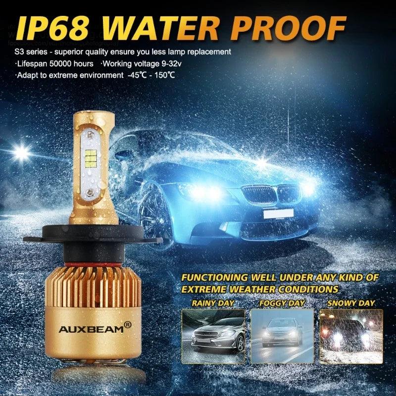 AUXBEAM 1pair 72W 8000LM CSP Car LED HeadLight Bulbs Fog Light 9003/H4/9007/9008/H13/H1/880/881