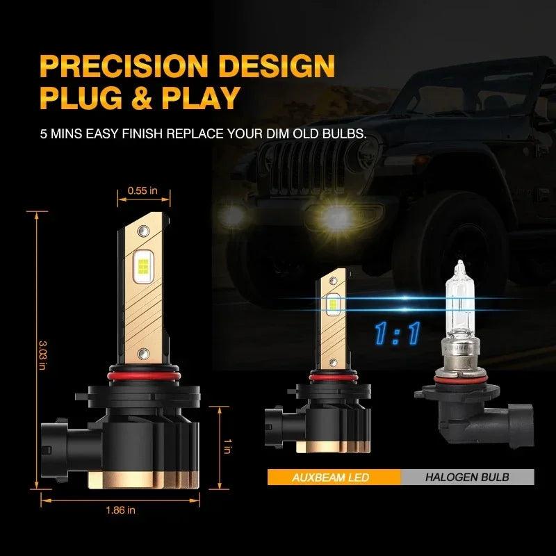 AUXBEAM 1pair 3570 Chip Integrated LED Car Headlight Fog Light Bulbs (White/Yellow Light)