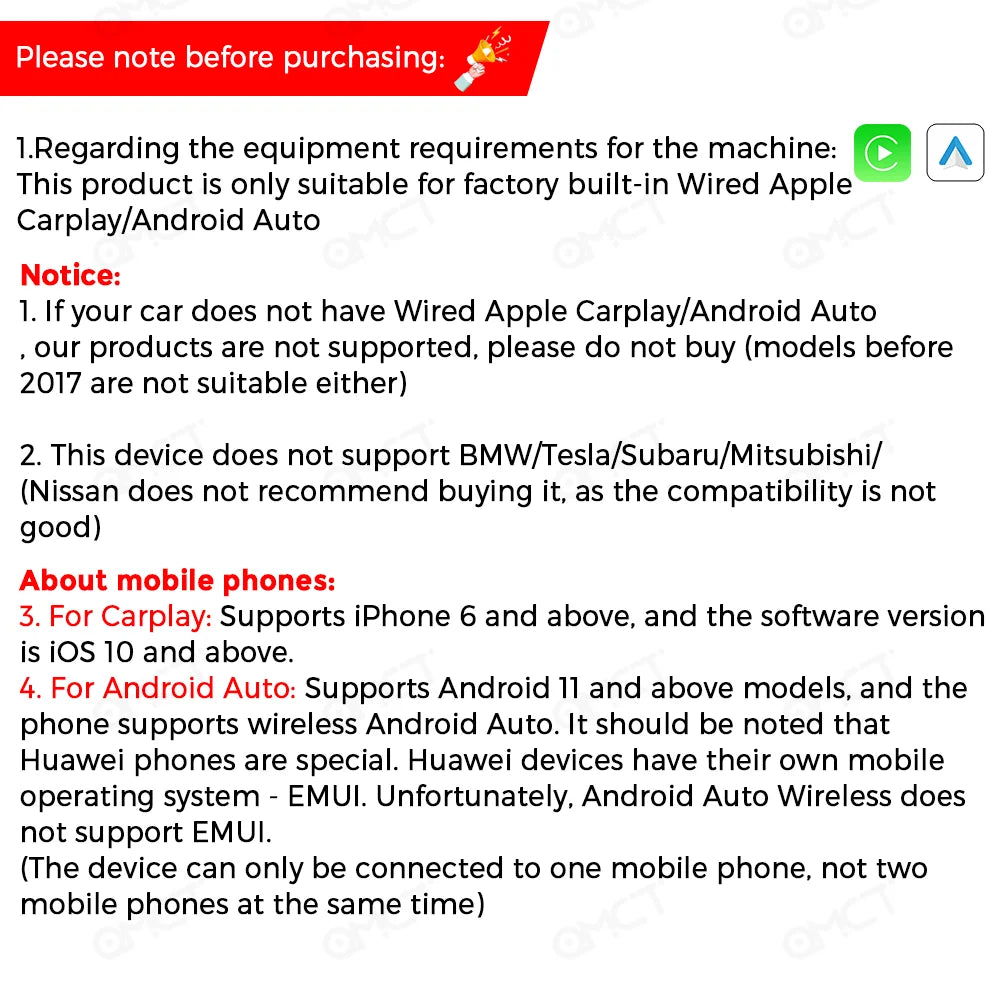 Wireless Android Auto Carplay Adapter 2in1 Dongle Play&Plug For Audi Buick Cadillac Chery Chevrolet Ford GMC Haval Honda Kia MG