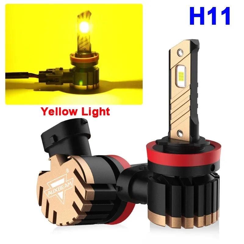 AUXBEAM 1pair 3570 Chip Integrated LED Car Headlight Fog Light Bulbs (White/Yellow Light)