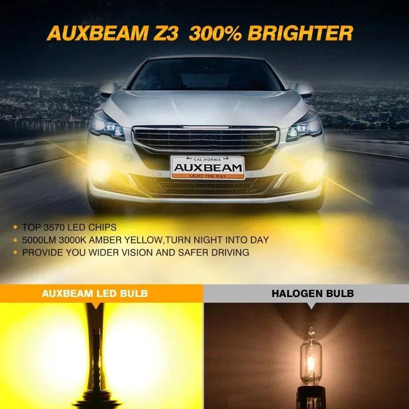 AUXBEAM 1pair 3570 Chip Integrated LED Car Headlight Fog Light Bulbs (White/Yellow Light)