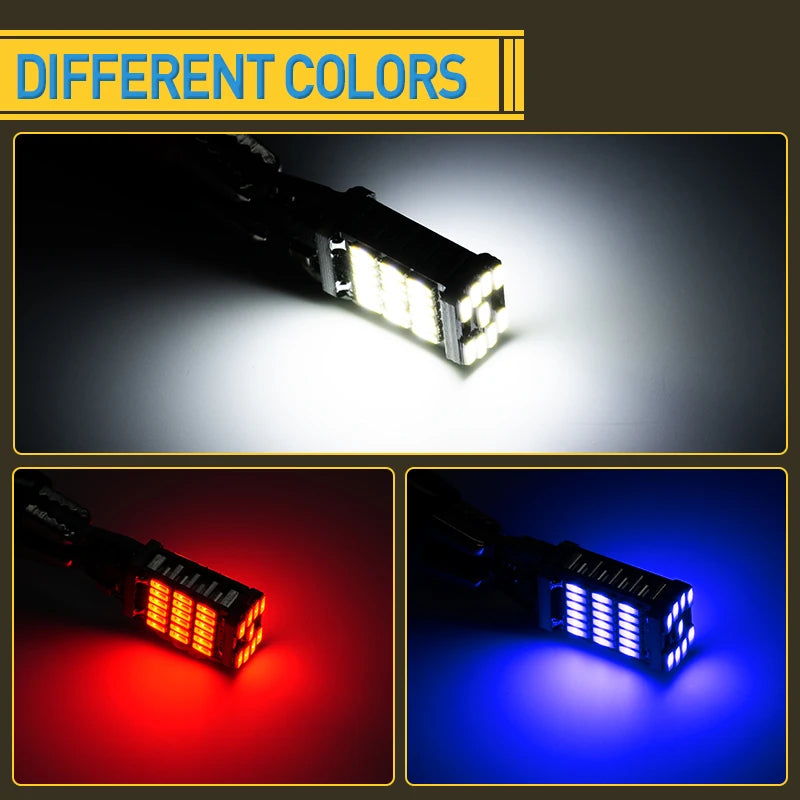 10pcs T15 Super Bright LED Reverse Light - 45 SMD 4014, CanBus Compatible 12V Multi-Color (White, Red, Blue) Car Park Light