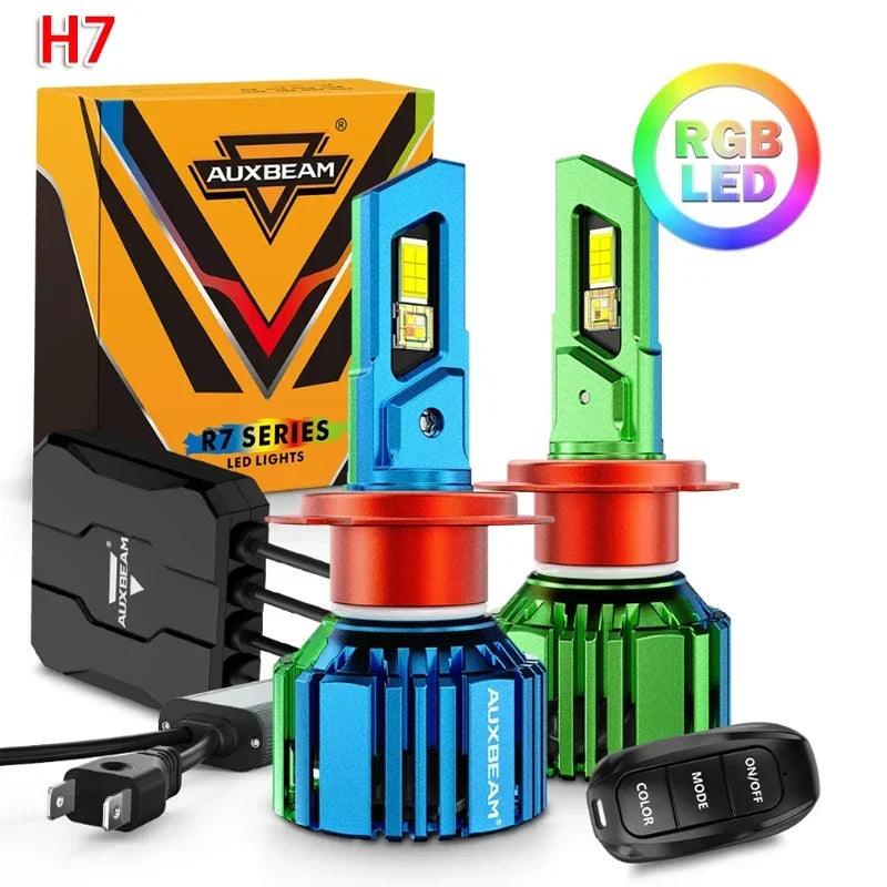 AUXBEAM R7 Series RGB LED Single Copper Tube Headlight Bulb with Remote Control