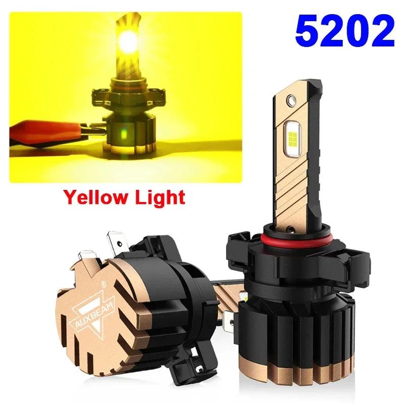 AUXBEAM 1pair 3570 Chip Integrated LED Car Headlight Fog Light Bulbs (White/Yellow Light)