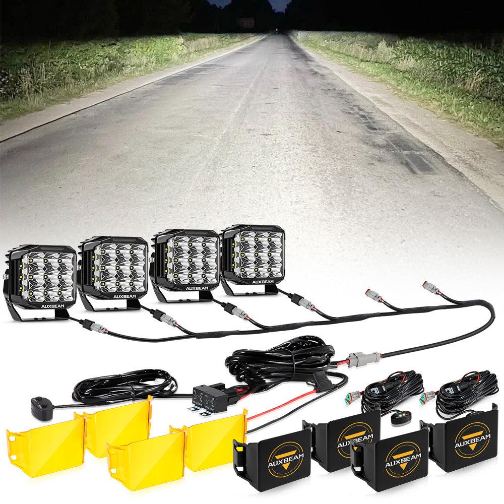 V-MAX Series | 7 Inch 228W 26100LM Combo Beam Side Shooter LED Square Pod Lights with Amber DRL&Backlight