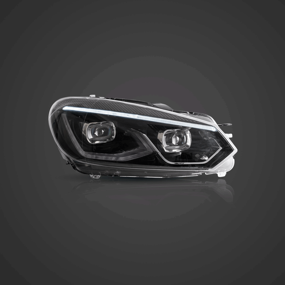 LED Headlight Assembly Dual Beam Projector Black For 2008-2014 Volkswagen Golf 6th Gen (Mk6/A6 Typ 5K)