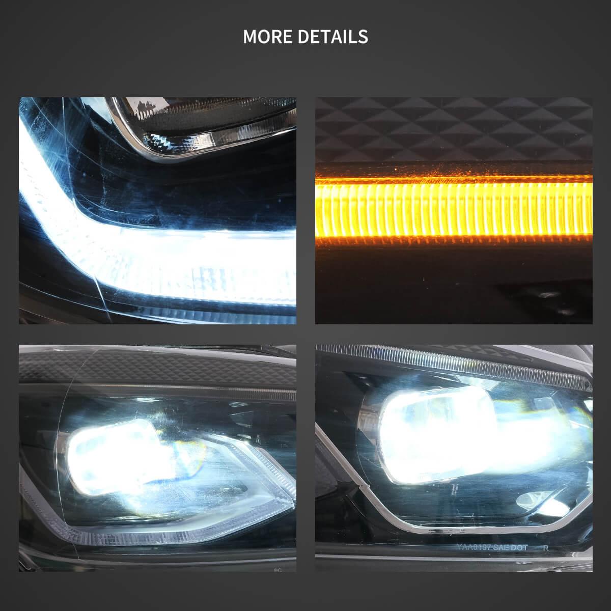 LED Headlight Assembly Dual Beam Projector Black For 2008-2014 Volkswagen Golf 6th Gen (Mk6/A6 Typ 5K)