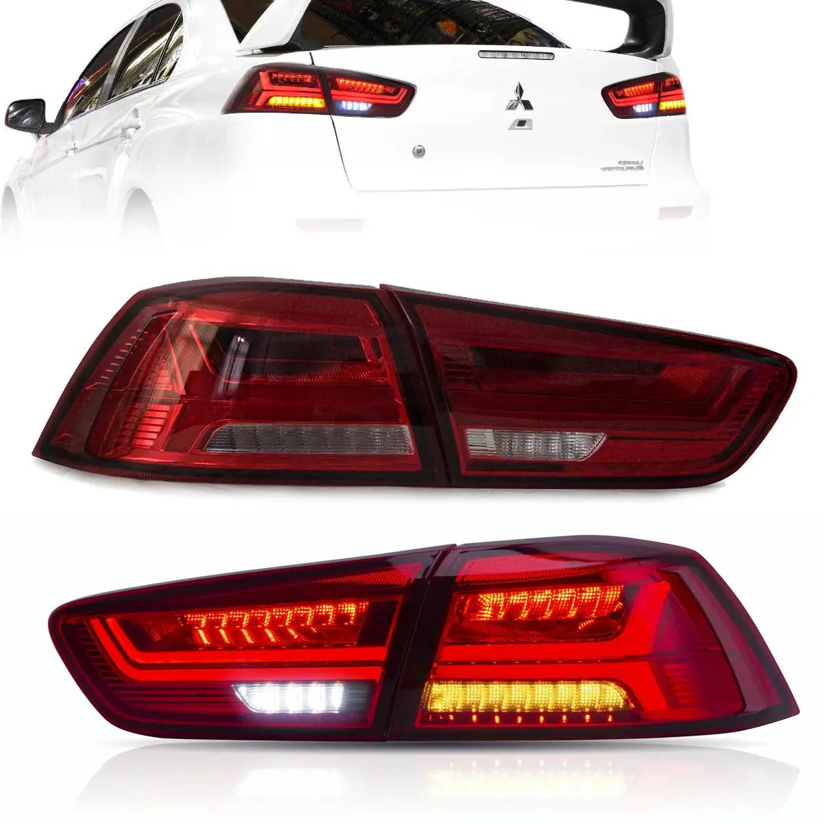 LED Tail Light Assembly With Sequential Turn Signal For 2008-2017 Mitsubishi Lancer & EVO X