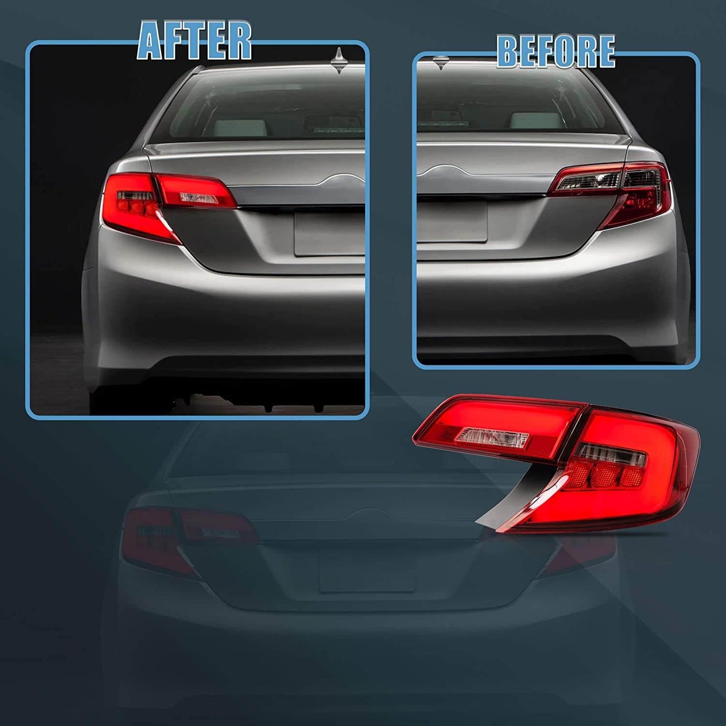 LED Tail Lights Assembly With Amber Turn Signal For 2012-2014 Toyota Camry XV50 Regular Models Pre-Facelift
