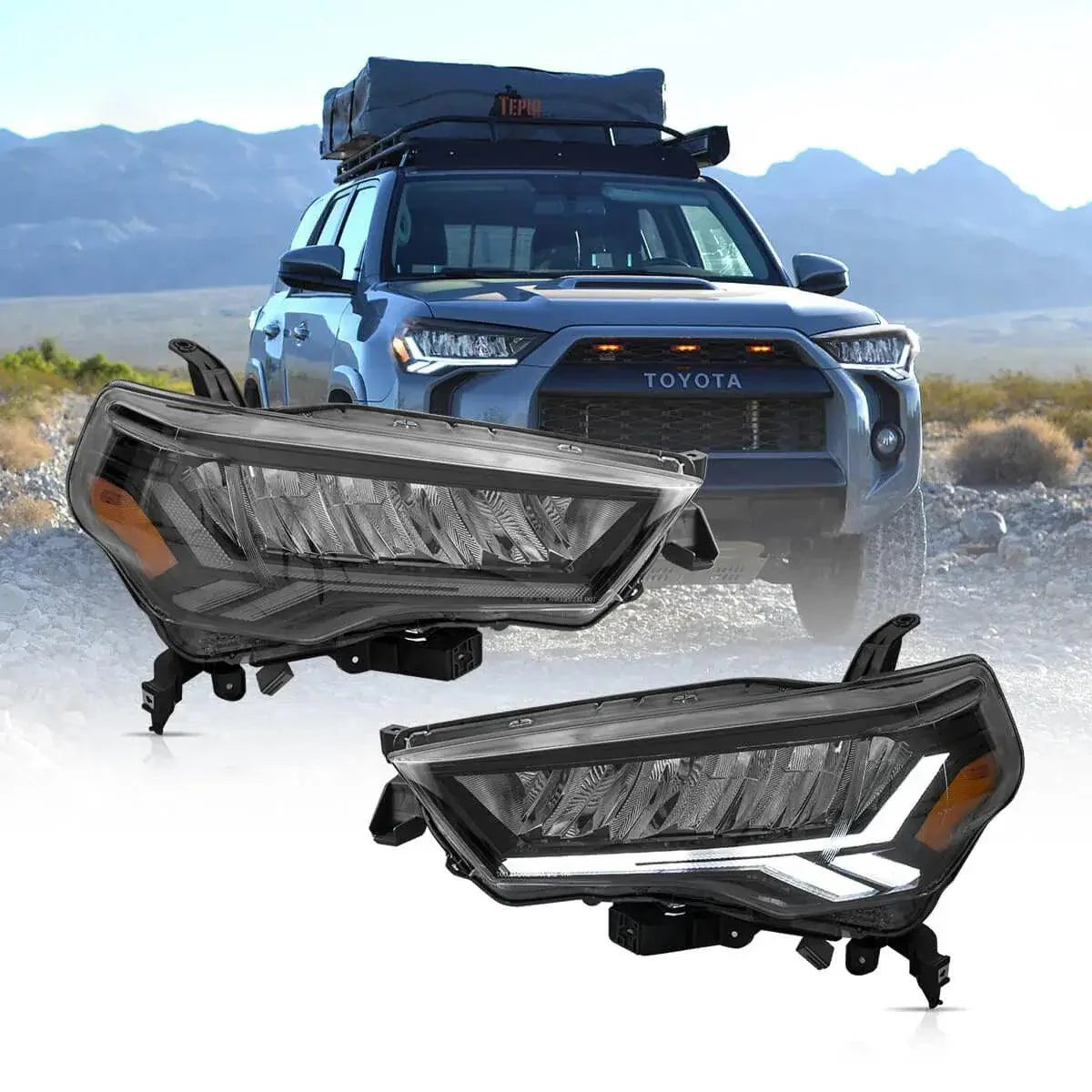LED Headlight Assembly Reflection Bowl Chrome For 2014-2022 Toyota 4Runner 5th Gen (N280)
