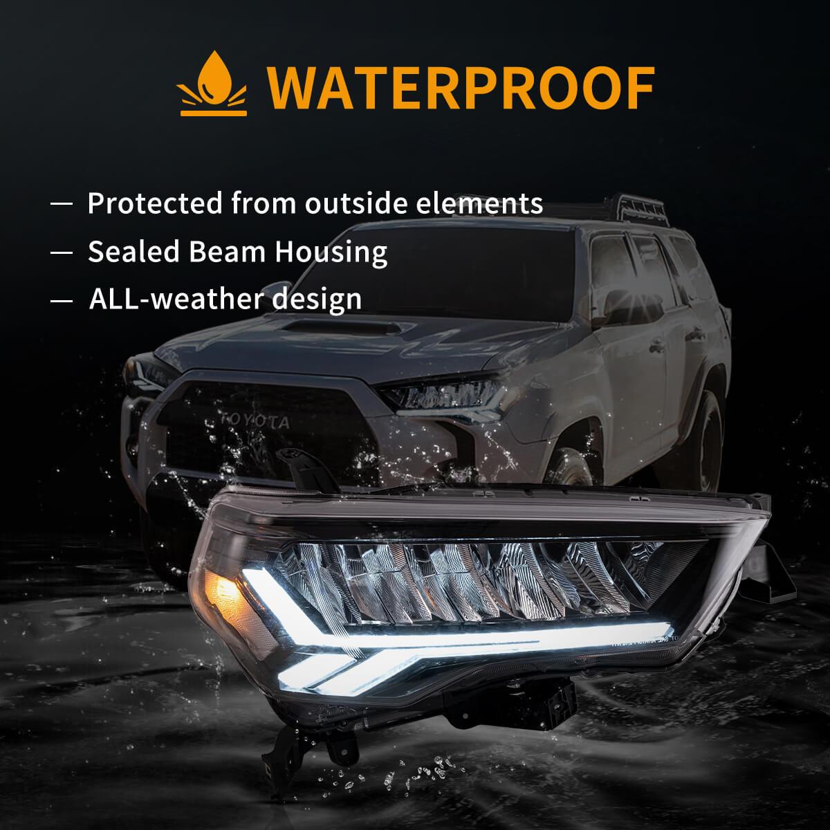 LED Headlight Assembly Reflection Bowl Chrome For 2014-2022 Toyota 4Runner 5th Gen (N280)
