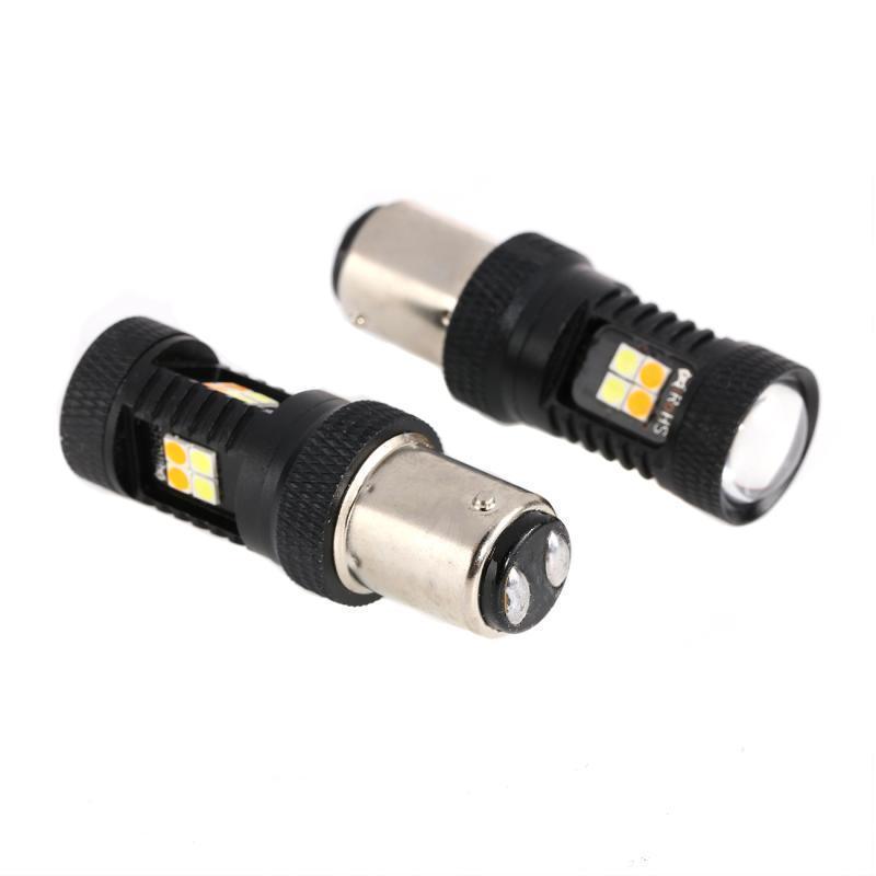 (2pcs/set) White&Amber Switchback Bake/Reverse/Tail Light LED Bulbs with Canbus-Decode