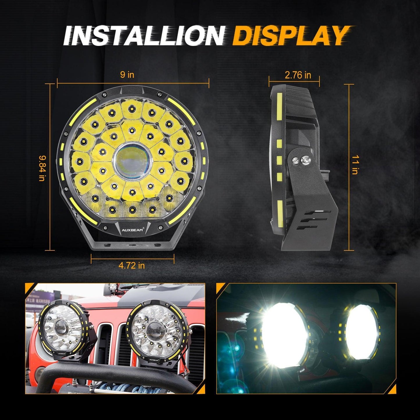 (2 unids/set) 9 PULGADAS 270W 37776LM 360-PRO Series Luces de conducción LED con lentes personalizadas+cubiertas ámbar/negras (opcionales) para Toyota Tacoma 2016 2017 2018 2019 2020 2021