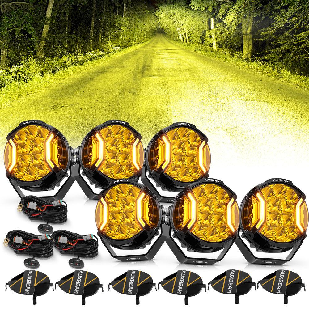 Serie V-ULTRA | Luces de cápsula ámbar con tirador lateral LED de 5 pulgadas y 172 W con DRL ámbar