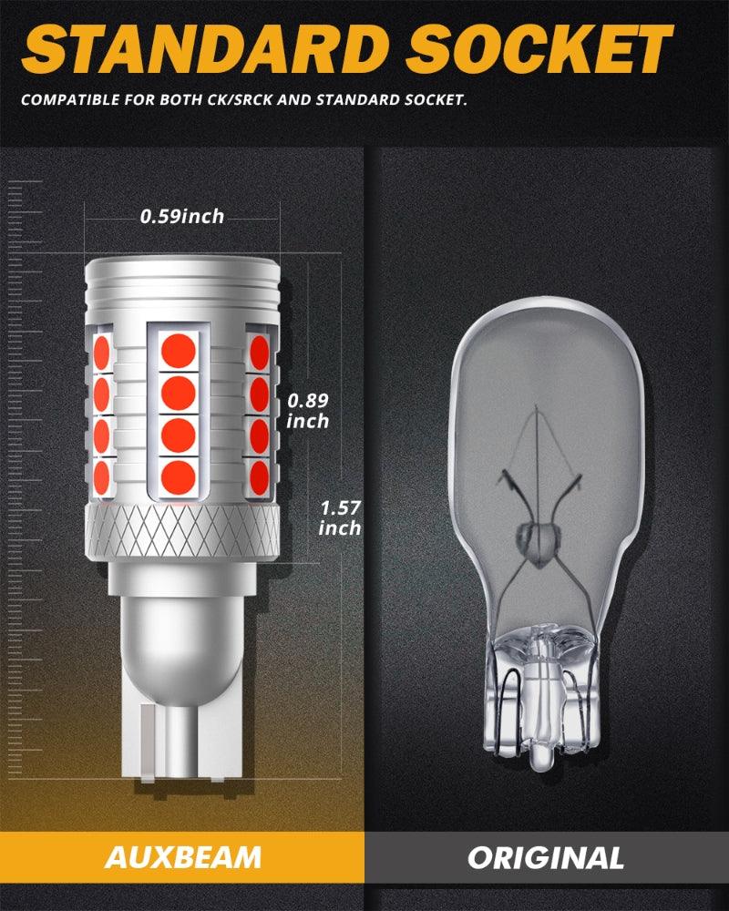 921 912 LED Bulbs Cargo Light High Mount Stop 3rd Brake Light Combo, White & Strobe Red Kit | 4 Bulbs