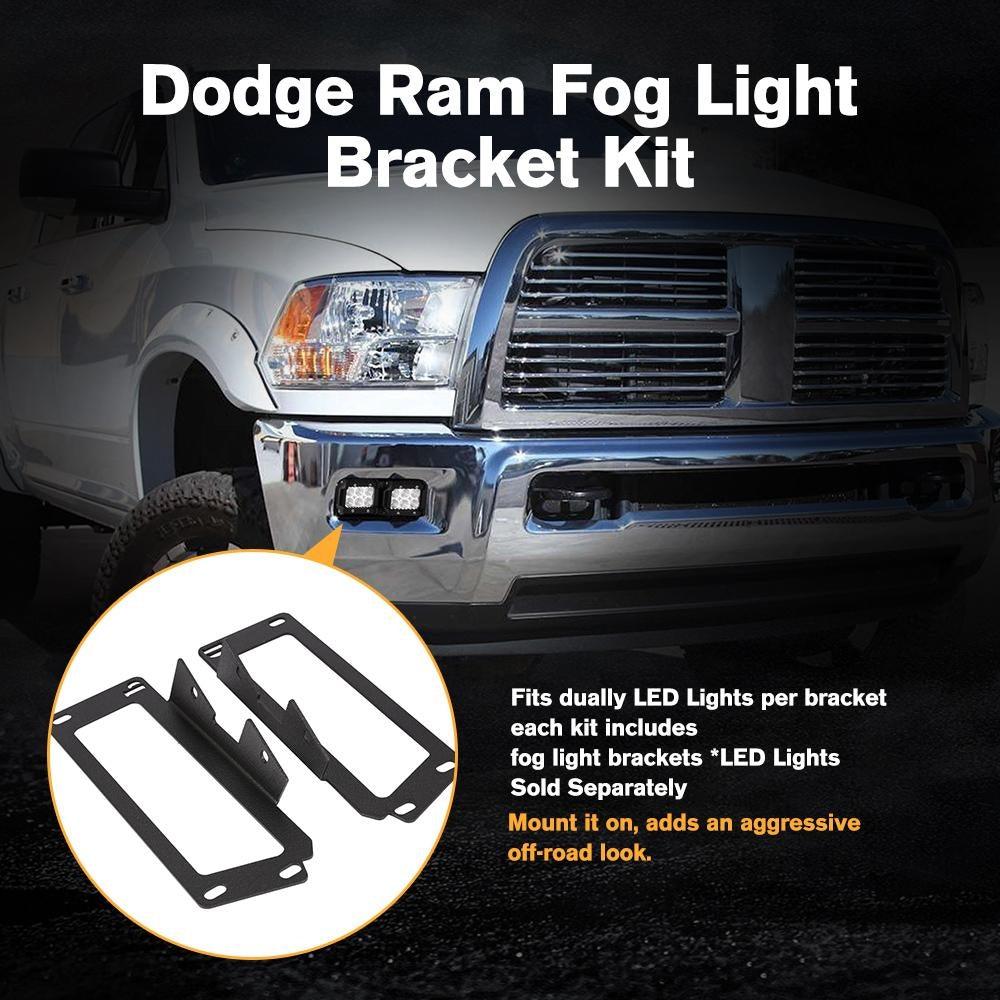 3 Inch LED Pods Lights with Additional Amber Covers & Dual Fog lights Hidden Bumper Mount Bracket for Dodge Ram 2500 3500 2010-2017