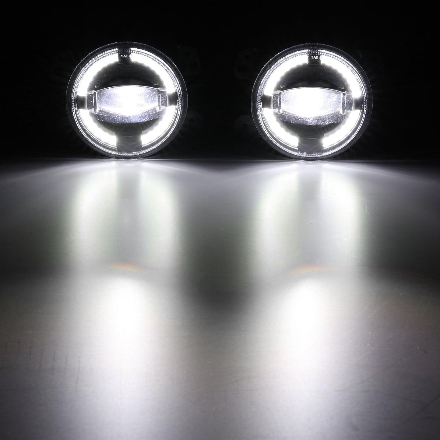 (2pcs/set) 4" 60W LED Fog Lights with White Halo Ring DRL for Jeep Wrangler JK/ Jeep Grand Cherokee/ Dodge
