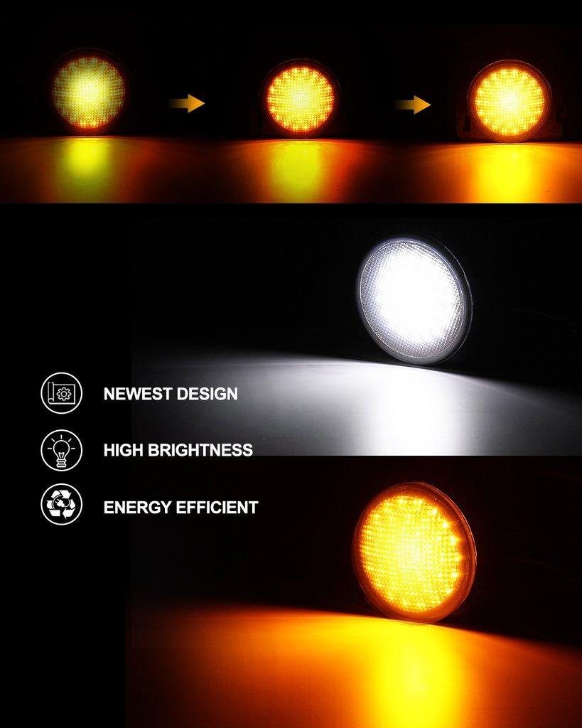 Remplaçant de Phare LED 7'' avec Halo + Feux Anti-Brouillard LED 4'' + Feux Arrière Fumés LED + Clignotants & Feux de Garde pour Jeep Wrangler JK