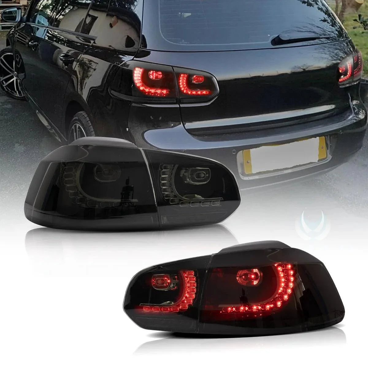 LED Tail Light Assembly With Amber Sequential Turn Signal For 2008-2014 VW Golf 6th Gen Mk6 Hetchback