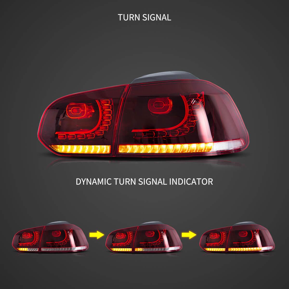 LED Tail Light Assembly With Amber Sequential Turn Signal For 2008-2014 VW Golf 6th Gen Mk6 Hetchback