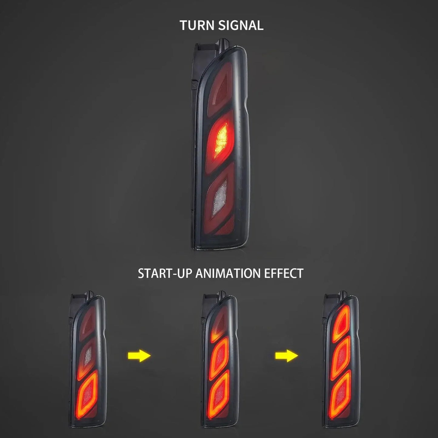 LED Tail Lights Assembly W/Animation DRL For 2005-2018 Toyota Hiace 5th Gen (H200)