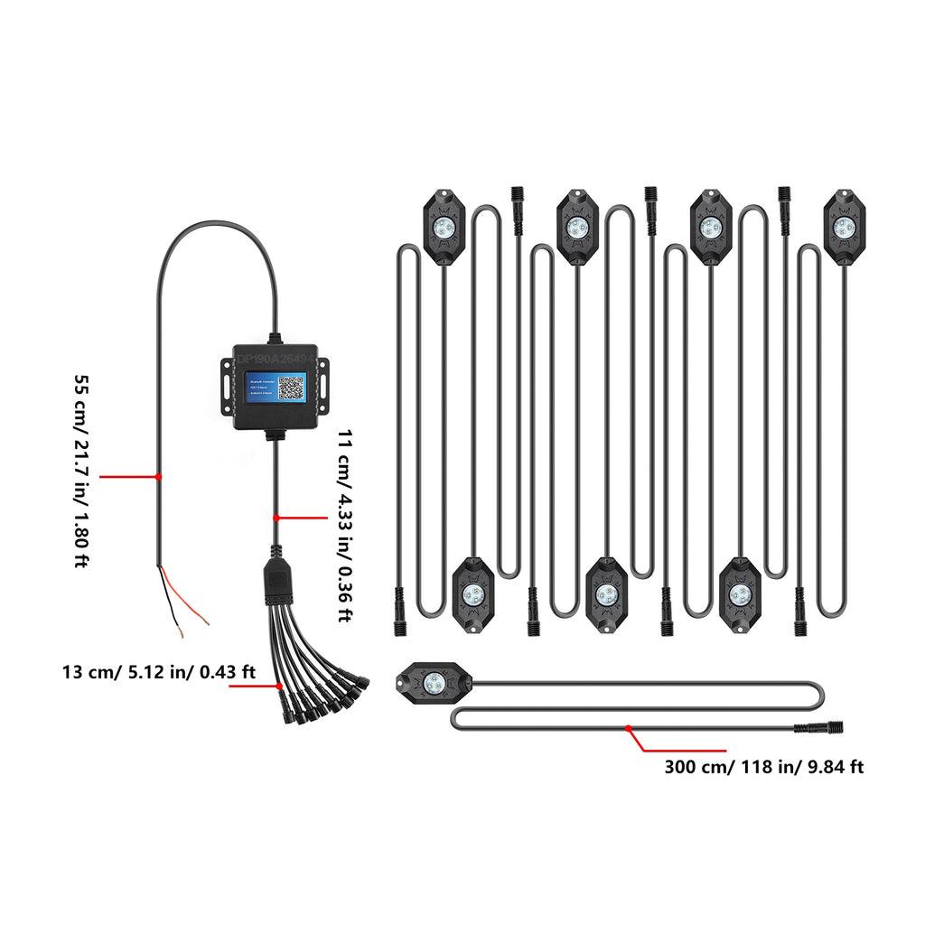 Dome Light UTV Interior Light Universal Roll Bar Cage Mount + RGB LED Rock Light Set for Polaris, Can-Am, UTV, ATV, Off-road Vehicle