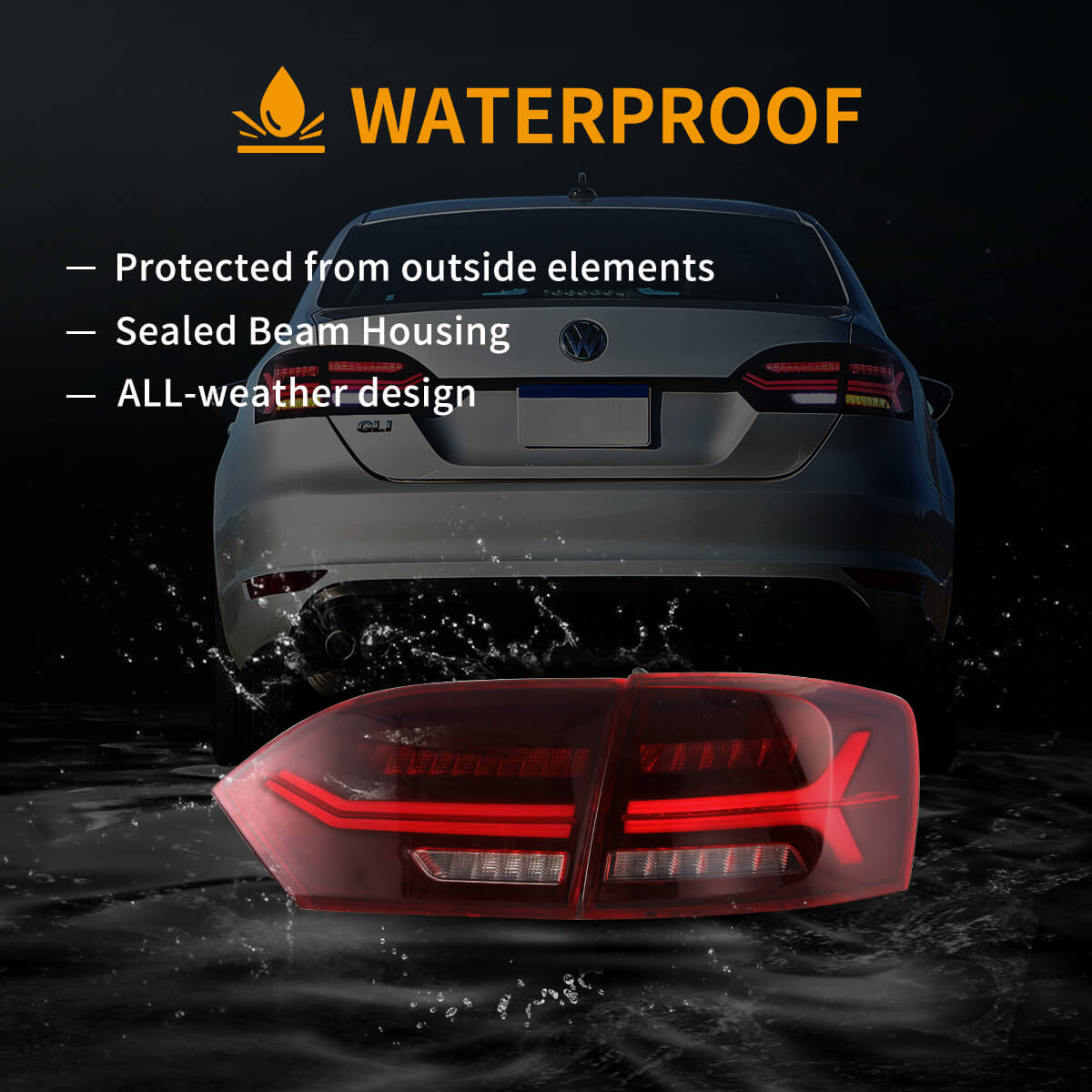 LED Tail Light Assembly With Full LED Sequential Turn Signal For 2011-2014 Volkswagen Jetta/Sagitar 6th Gen (A6)