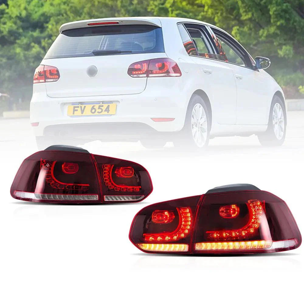 LED Tail Light Assembly With Amber Sequential Turn Signal For 2008-2014 VW Golf 6th Gen Mk6 Hetchback