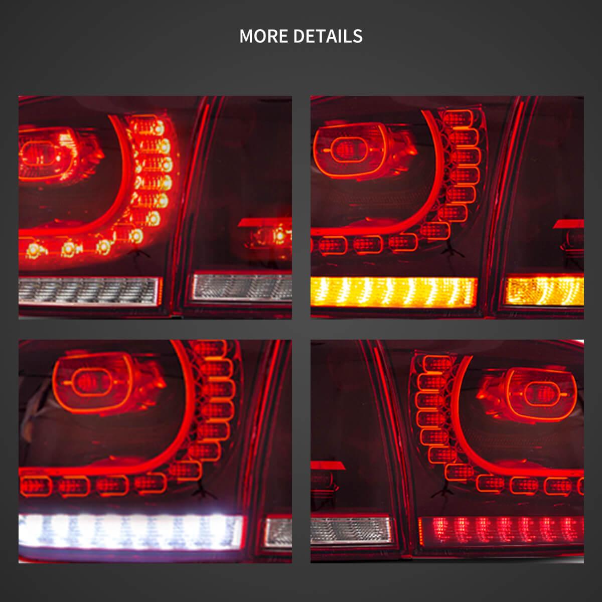 LED Tail Light Assembly With Amber Sequential Turn Signal For 2008-2014 VW Golf 6th Gen Mk6 Hetchback