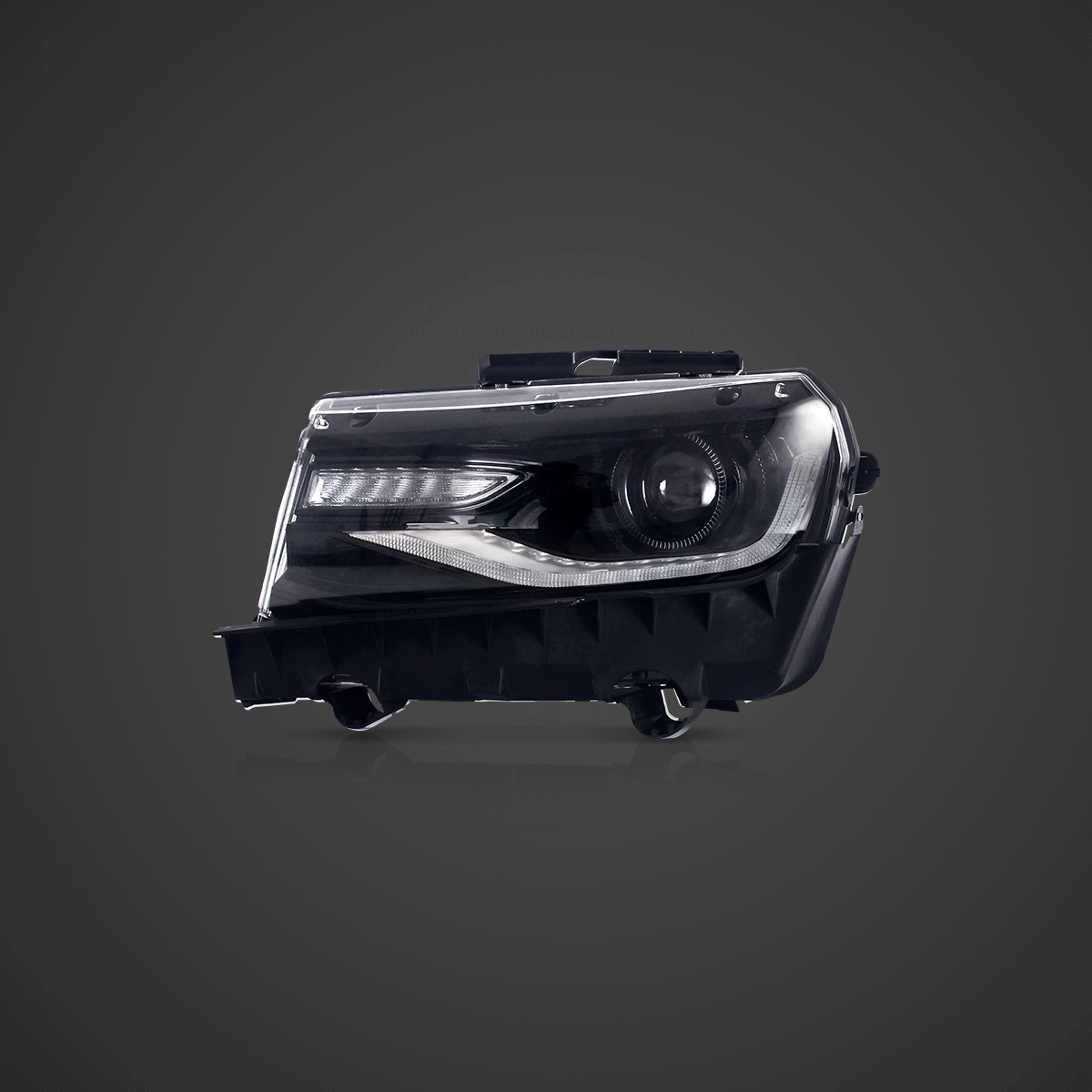 LED Headlight Assembly Dual Beam Projector Black For 2014-2015 Chevrolet Camaro