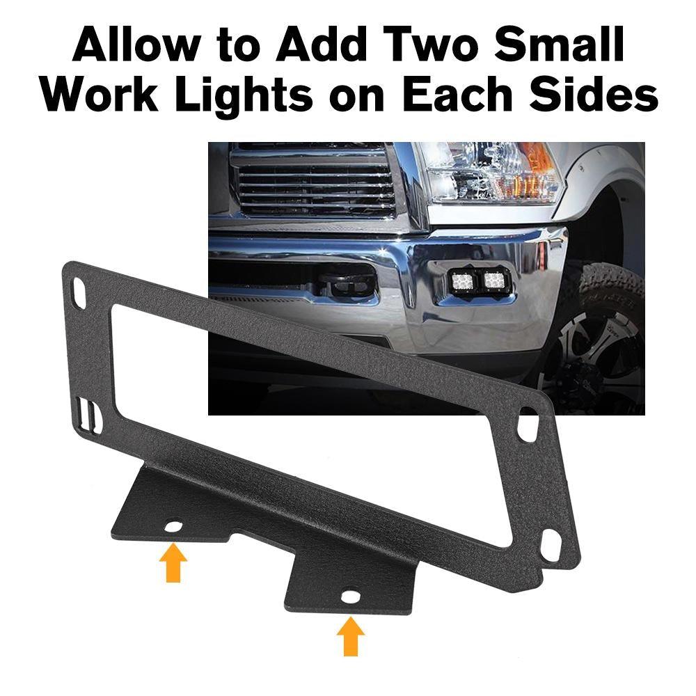 3 Inch LED Pods Lights with Additional Amber Covers & Dual Fog lights Hidden Bumper Mount Bracket for Dodge Ram 2500 3500 2010-2017