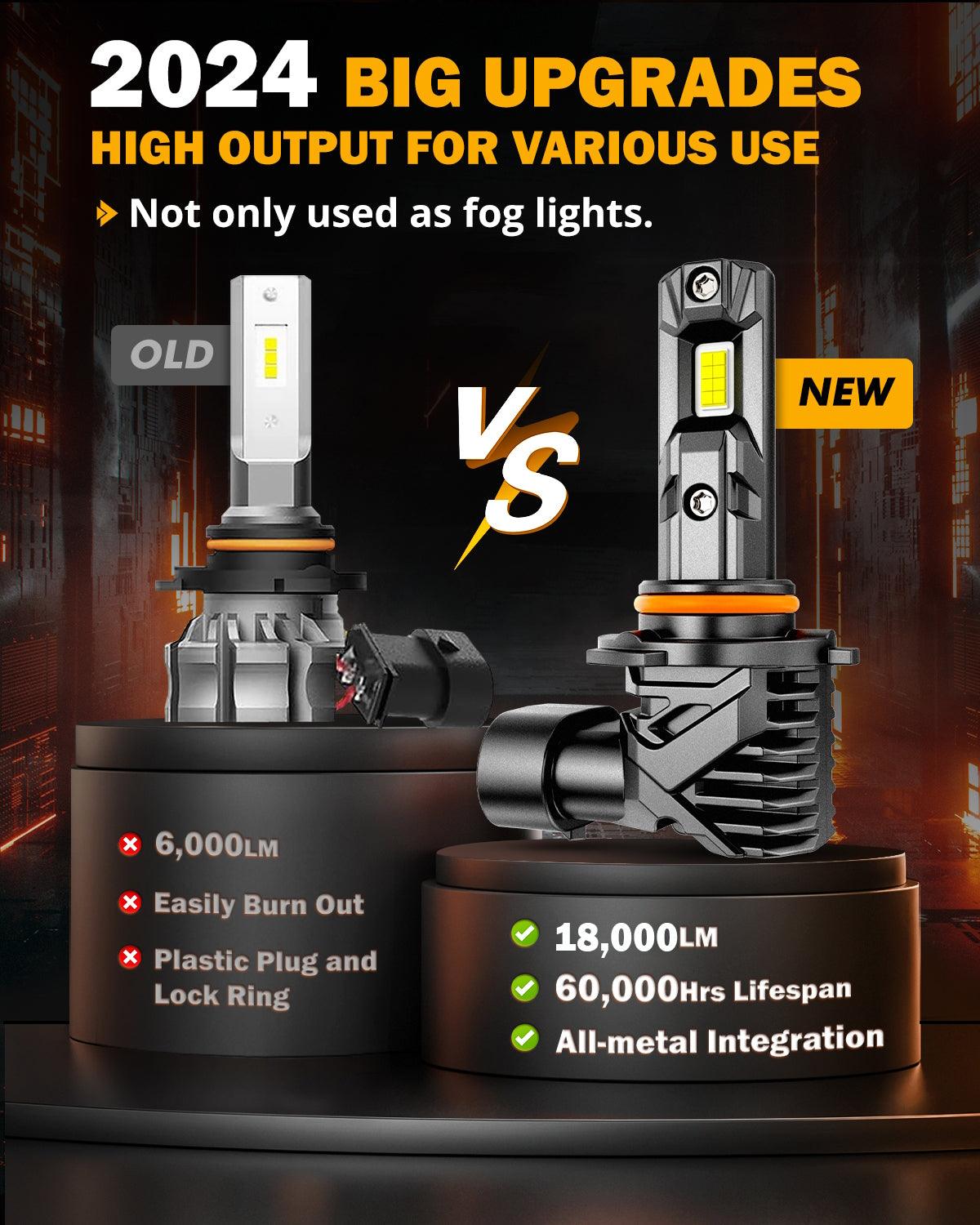 🆕9005/HB3 LED Headlight Bulbs/Fog Lights Q15 Series Fanless&amp;Wireless 60W 18000LM 6500K Cool White | 2 bulbs