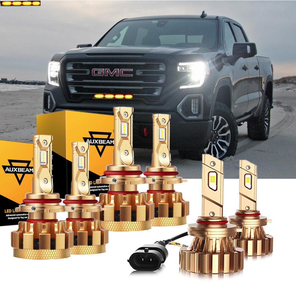 Para 2003-2006 GMC Sierra 1500 (Denali) F-16 Plus Series Canbus incorporado Grado automotriz 14000LM Bombillas LED Paquete de haz alto y bajo