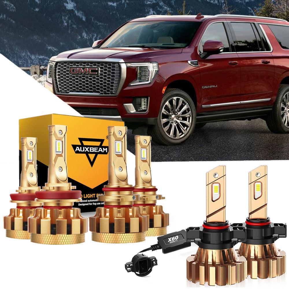 Para 2015 2016 GMC Yukon (con lámparas halógenas) Serie F-16 Plus Canbus incorporado Grado automotriz 14000LM Bombillas LED Paquete de haz alto y bajo