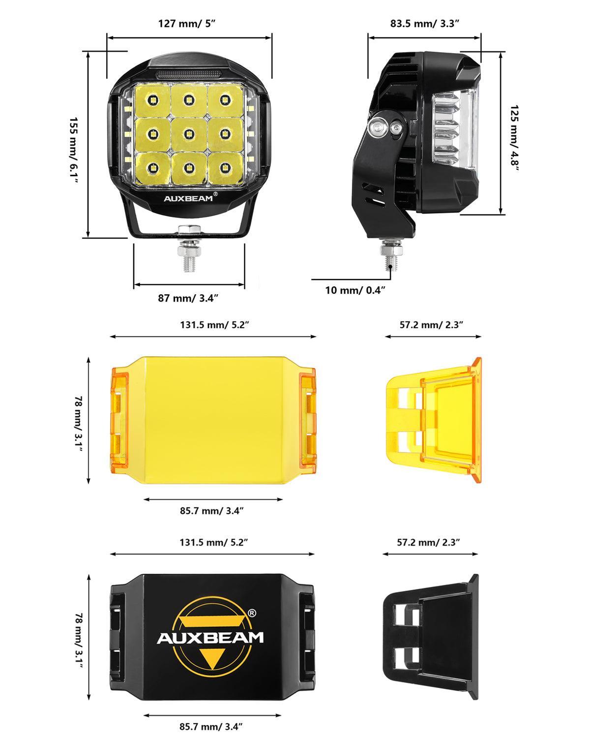 V-MAX Series | 5 Inch 168W 16440LM Combo Beam Side Shooter LED Round Pod Lights with Amber DRL