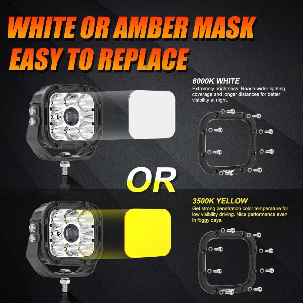 5 Inch 110W White/Amber Spot Light LED Driving Lights+Bull Bar For Ford Bronco 2/4 Door 2021 2022