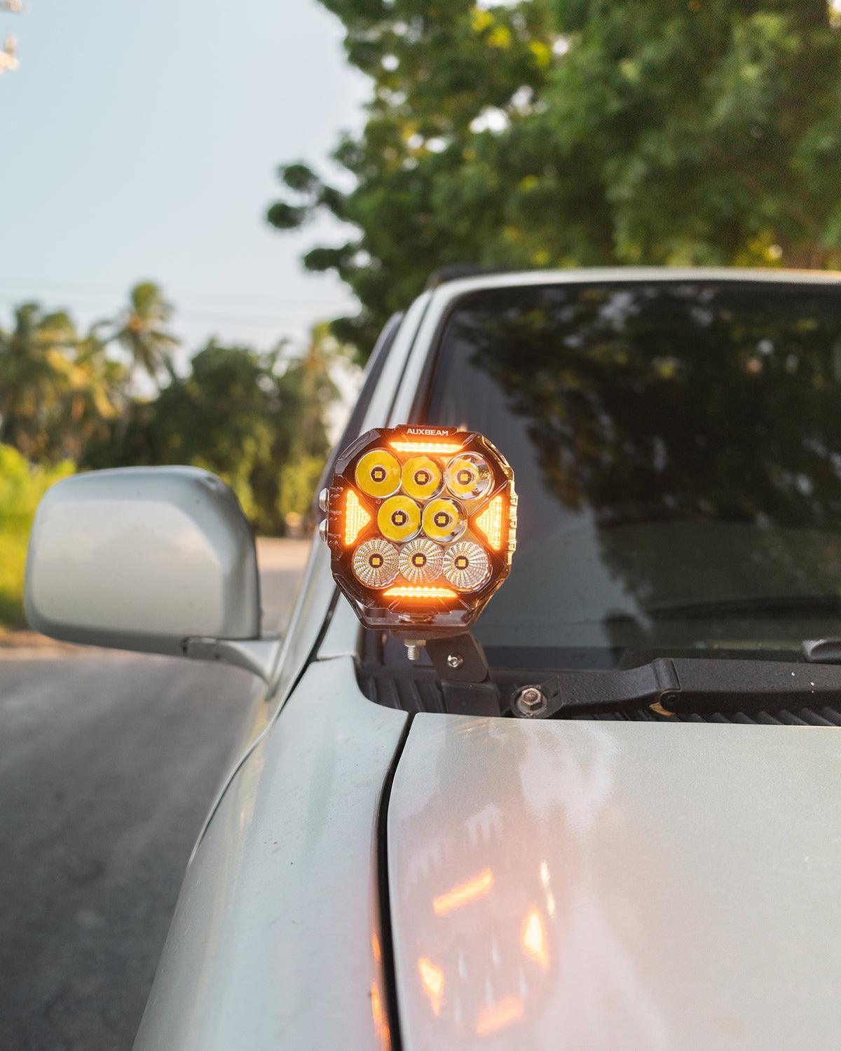 CUBE-Z Series 4 Inch LED Pod Lights Off Road Lights with White DRL &amp; Amber Turn Signal Lights