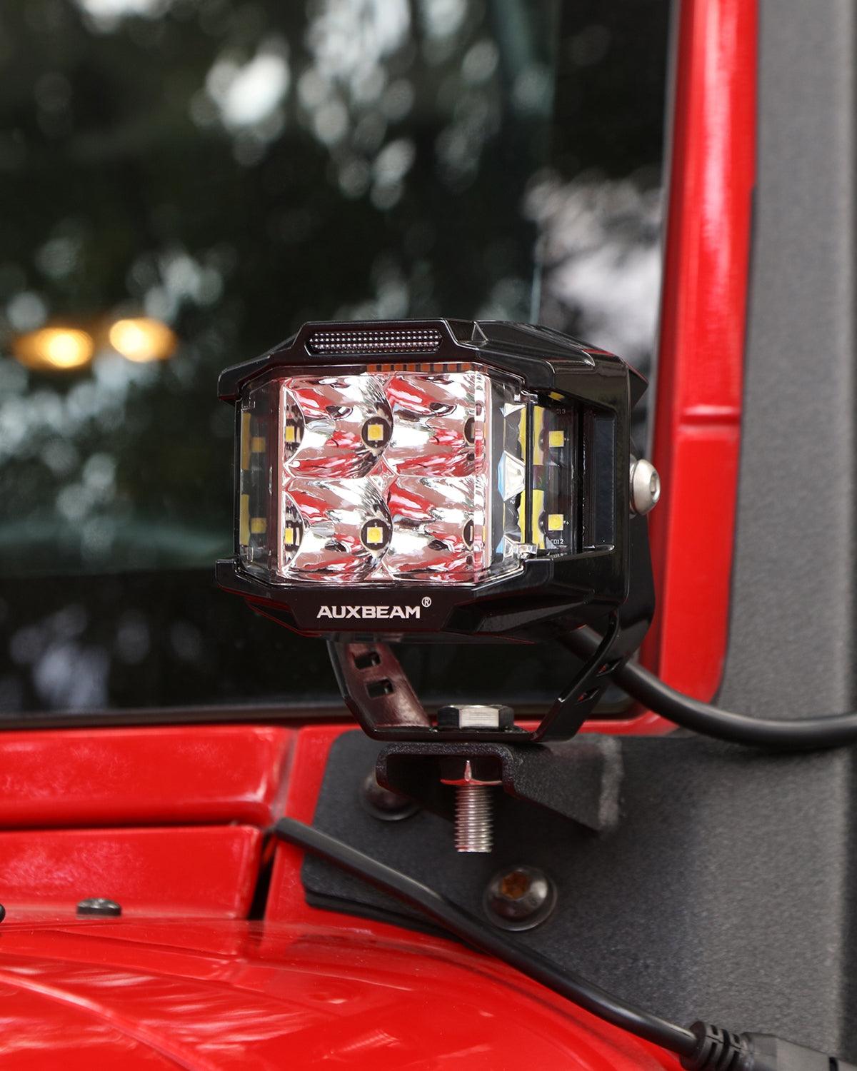 V-MAX Series | 4 Inch 92W 8960LM Combo Beam Side Shooter LED Square Pod Lights with Amber DRL 
