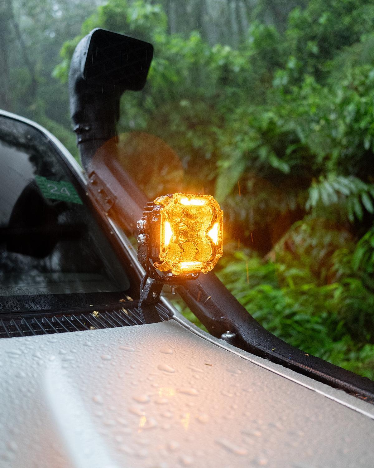 CUBE-Z Series 4 Inch LED Pod Lights Off Road Lights with White DRL &amp; Amber Turn Signal Lights