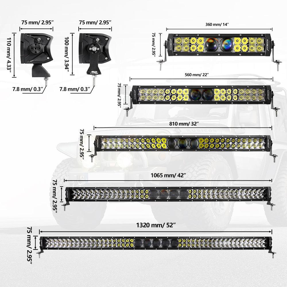 NEW 5D-PRO Series Spot Led Light Bars with DT Wiring Harness Kit For JEEP