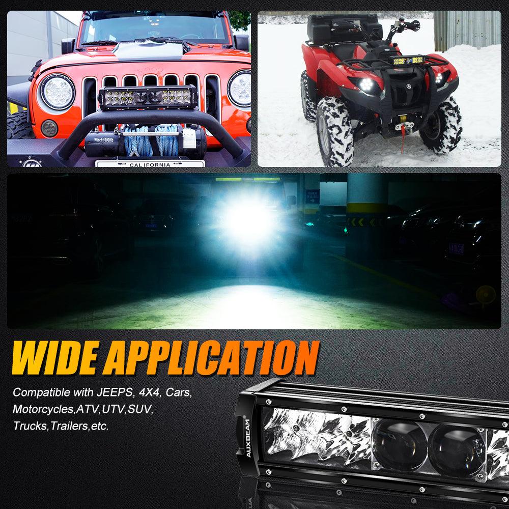 12 Inch 5D-PRO Series 22000LM Spot Beam Off Road Led Light Bar+Universal Mounting Brackets Adjustable Pillar Hood