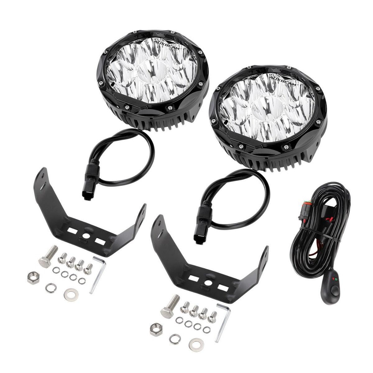 (2pcs/set) 7 Inch 90W Round Spot Beam Offroad LED Driving Lights w/ SAE Compliant+Amber/Black Covers(Optional) 
