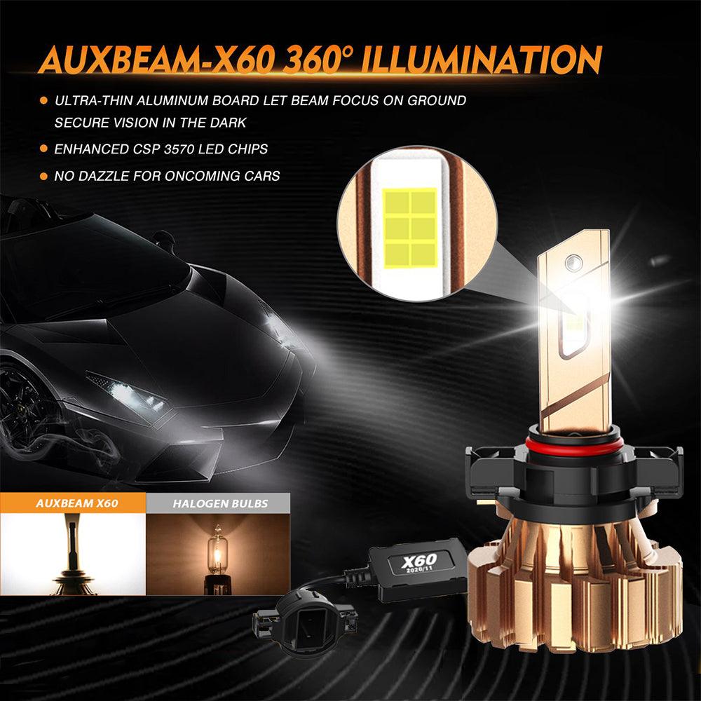 5202 LED Fog Light Bulbs 44W 40000LM X60 Series Fanless 6500K Cool White | 2 Bulbs
