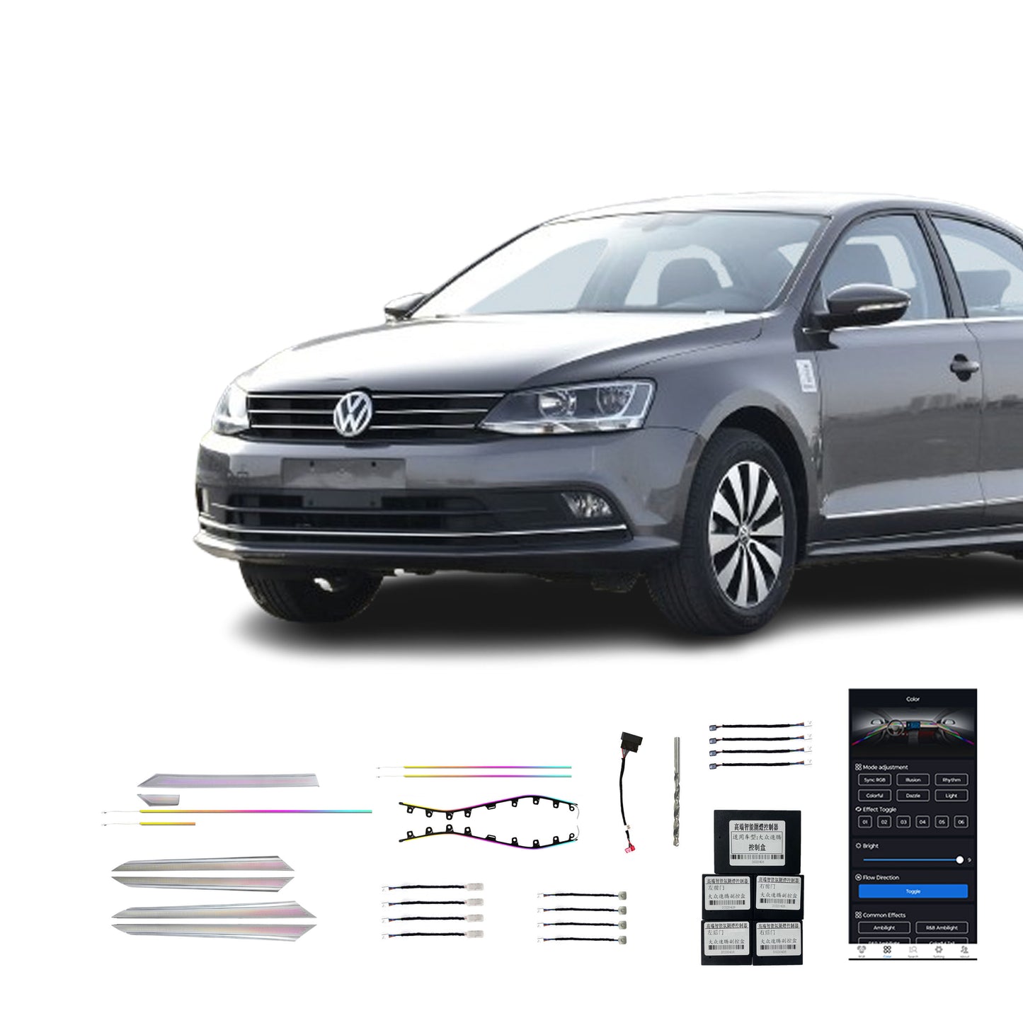 19-22 Sagitar Vente Directe Usine Lumière Dambiance Intérieure Voiture Point Matriciel Magique 24 Lampes Pour Volkswagen Sagitar