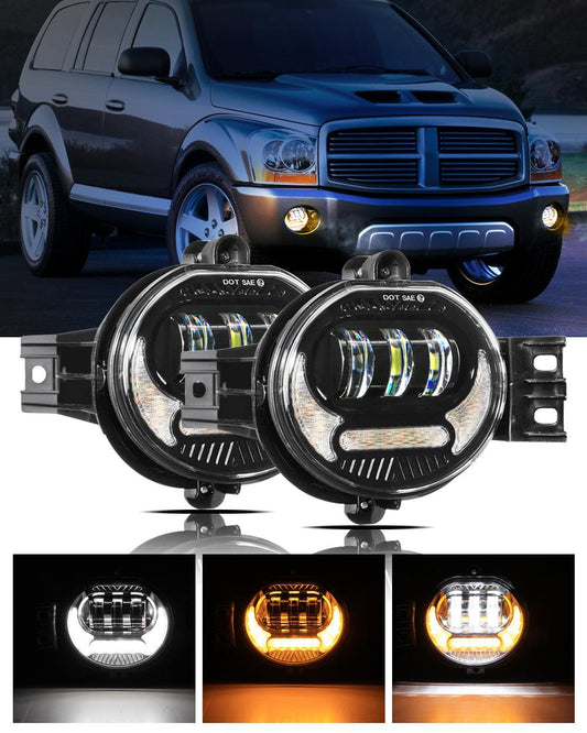 (2pcs/set) Assemblage de Feux de Brouillard LED avec DRL et Clignotant pour Dodge Ram 1500 2002-2008, Dodge Ram 2500/3500 2003-2009 Noir