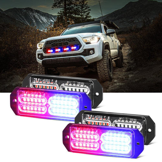 (4PSC/SET) 24LED Emergency Surface Mount Grill Strobe Light for Trucks Vehicles ATV RV Cars Van