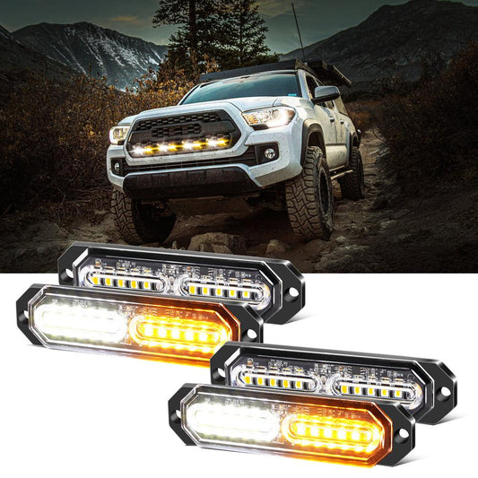 (4PSC/SET) 12LED Emergency Surface Mount Grill Strobe Light for Trucks Vehicles ATV RV Cars Van