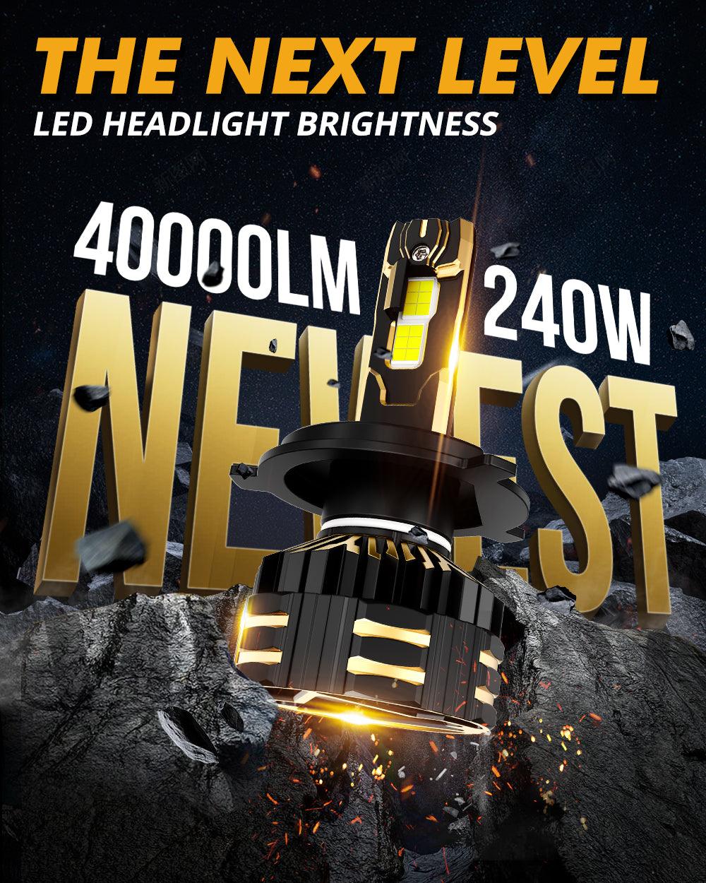 🆕H4 LED Headlight Bulbs 240W 40000LM GX-ULTRA Series 6500K Cool White | 2 Bulbs