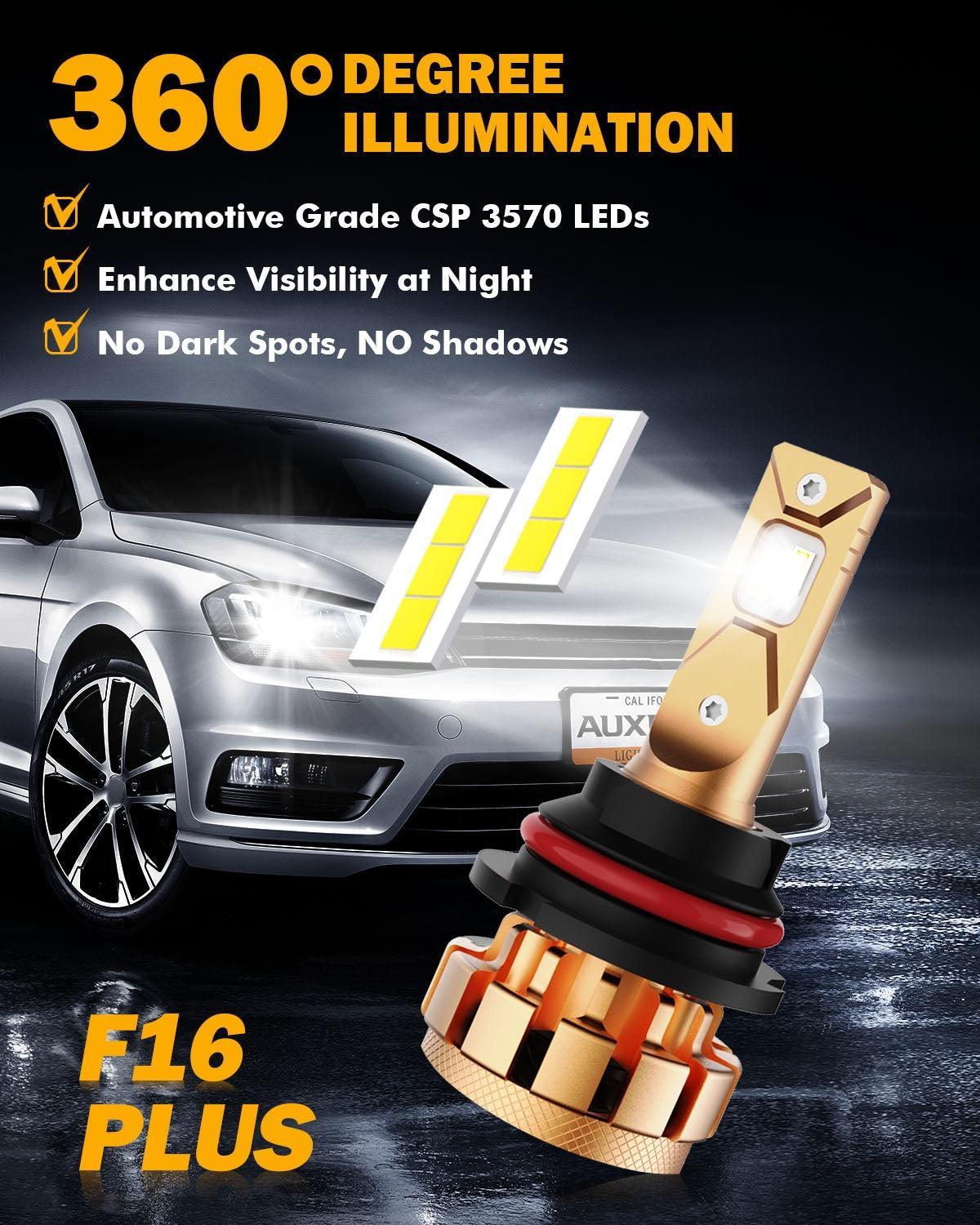 9007 Bombillas LED para faros delanteros 70W 18000LM Serie F-16 Plus Más brillante 6000K Blanco frío | 2 bombillas 